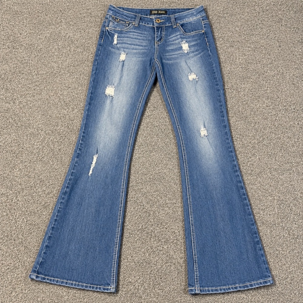 ZCO Jeans Women's Distressed Bootcut Jeans Medium Wash Embellished Size 9